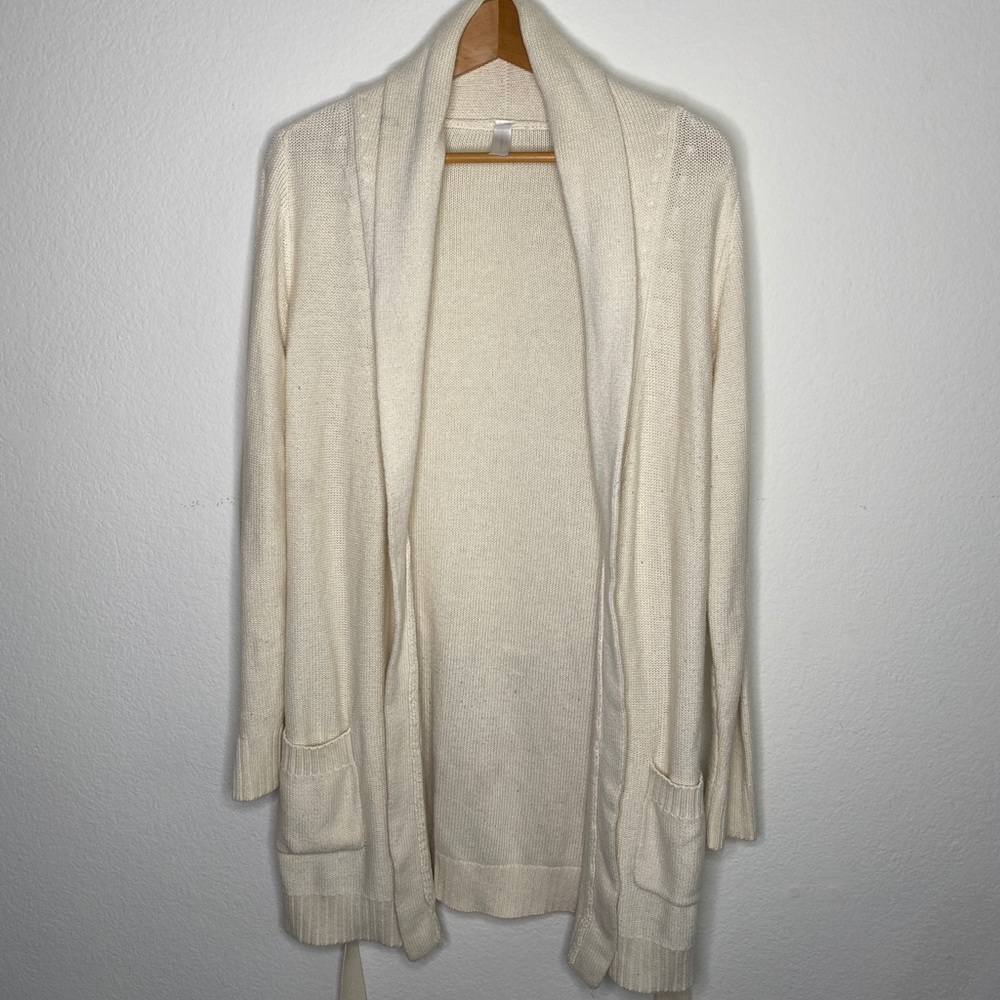 Soft Cream Long Sleeve Coverup Wrap with Tie